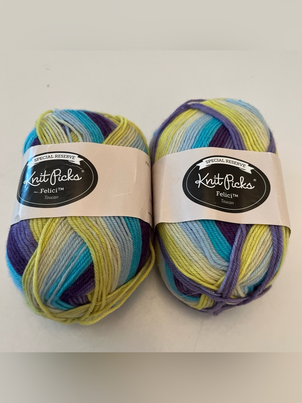 Knit Picks Felici Yarn, Lot Of 2, Superwash Merino/Nylon, Toucan color